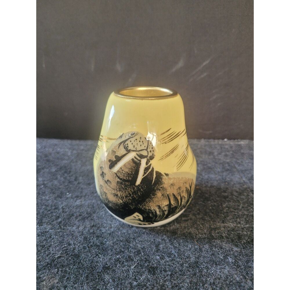 Matthew Adams Walrus Hand Painted Votive Holder Alaskan Inuit Eskimo, 183A
